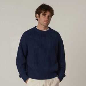 Every Other Thursday cotton crewneck fisherman sweater, Size Medium, Navy, NWOT